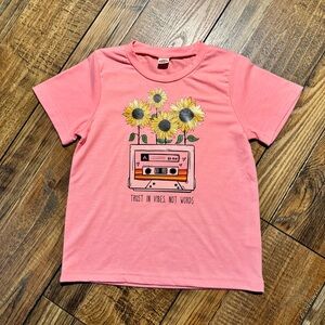 Pink Sunflower Graphic Kids T-Shirt